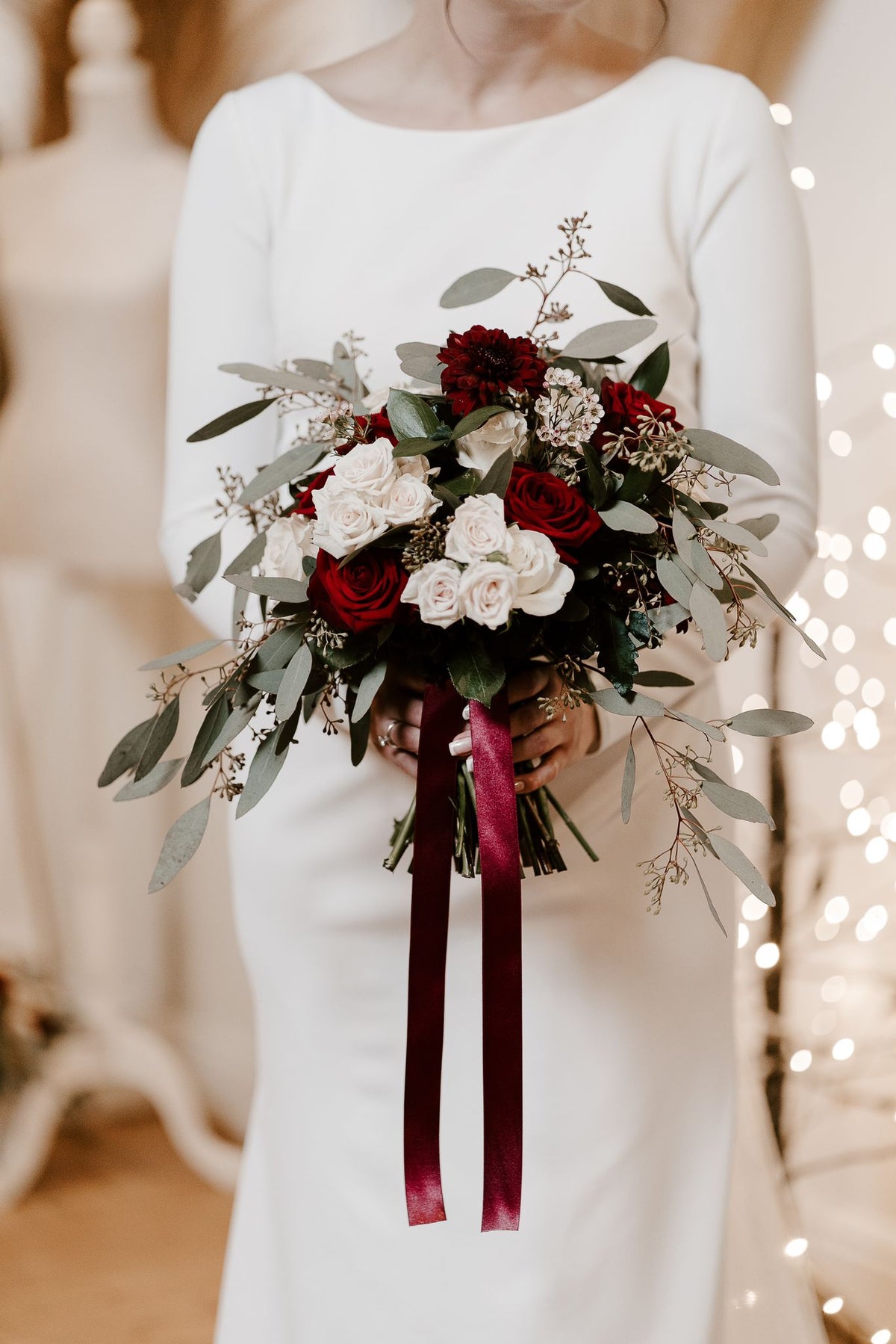 Wedding photo at Easton Grange, Romantic style, Winter